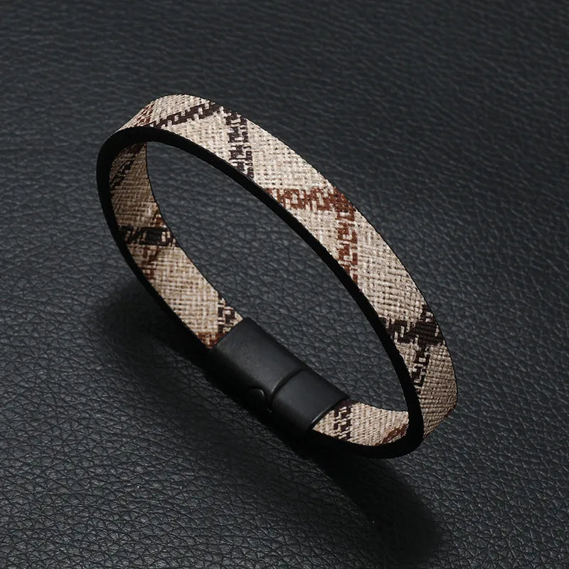 Simple Fashion European and American Style Bracelet Foreign Trade Printed Pattern Stripe Magnetic Buckle Bracelet Yiwu Factory Direct Sales