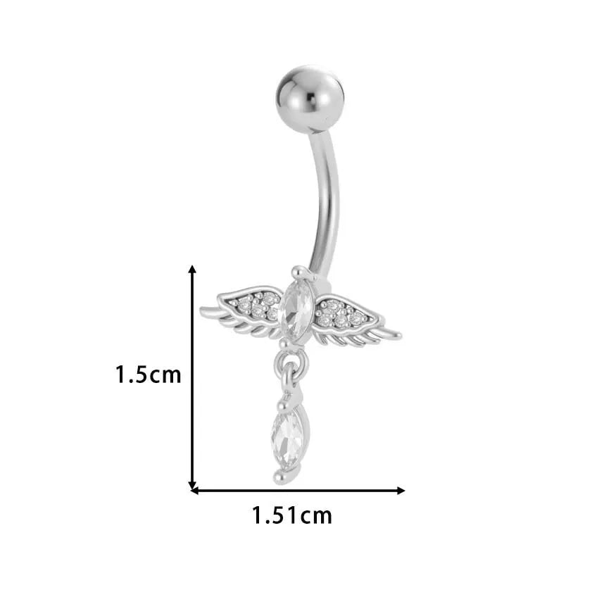 1 Piece Belly Rings IG Style Simple Style Classic Style Cross Flower Butterfly Copper Cross Flowers Butterfly Zircon Belly Rings