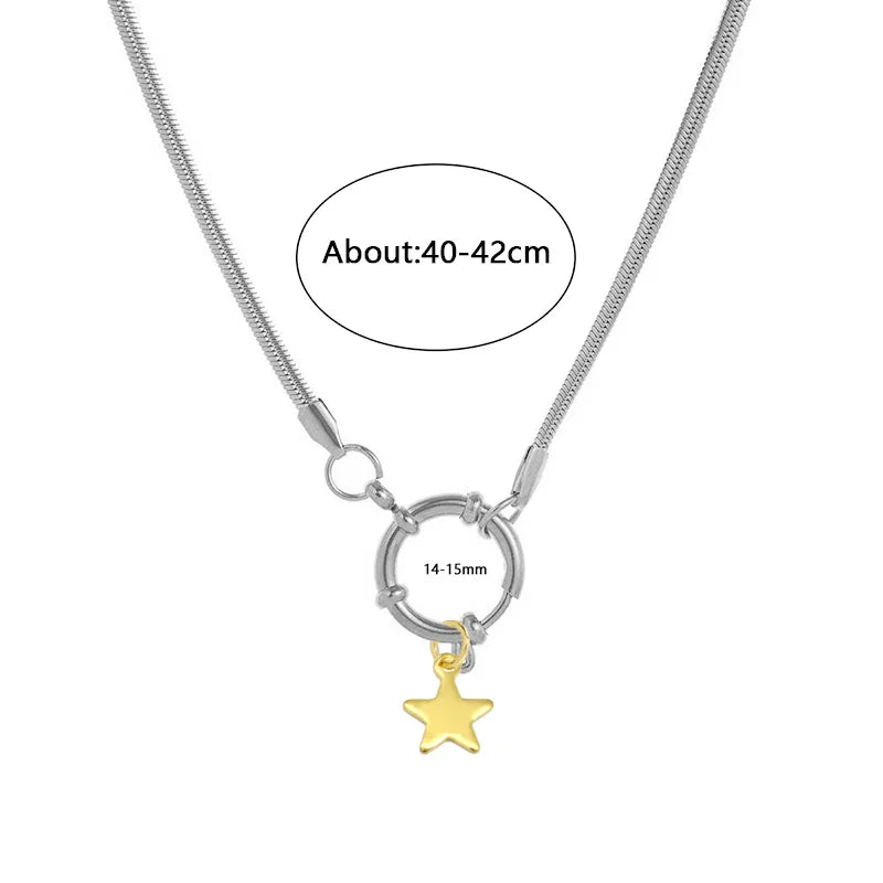 Wholesale Jewelry Vacation Classic Style Pentagram Letter 302 Stainless Steel 18K Gold Plated snake chain Pendant Necklace