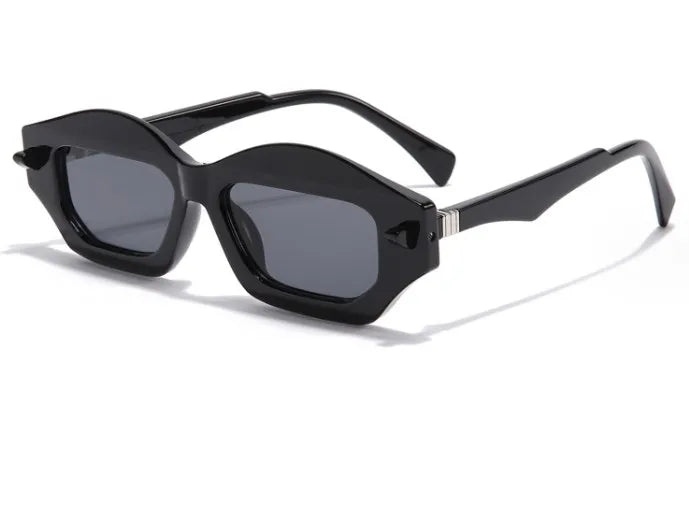 retro color block pc polygon full frame men's sunglasses