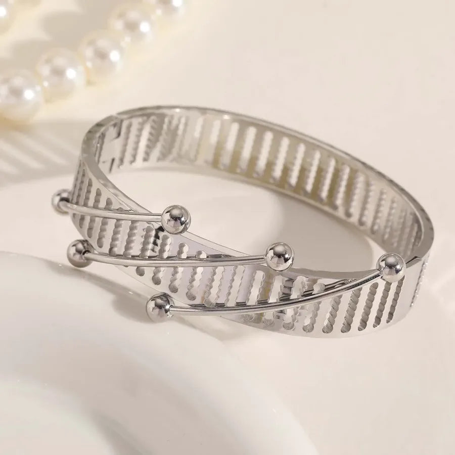 Elegant Simple Style Classic Style Geometric Solid Color 304 Stainless Steel 18K Gold Plated Bangle In Bulk