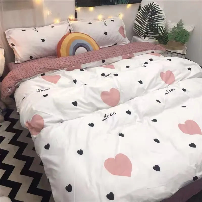 Factory wholesale Aloe cotton four-piece bedding set student dormitory quilt sheet 4-piece one-piece delivery