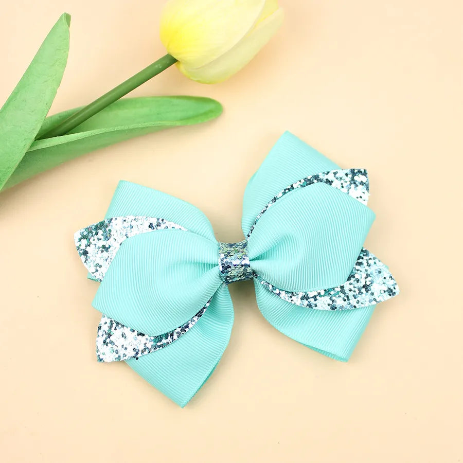 Europe and the United States new double-layer children's glitter film bow hair accessories girls hair clips cute girls hair accessories