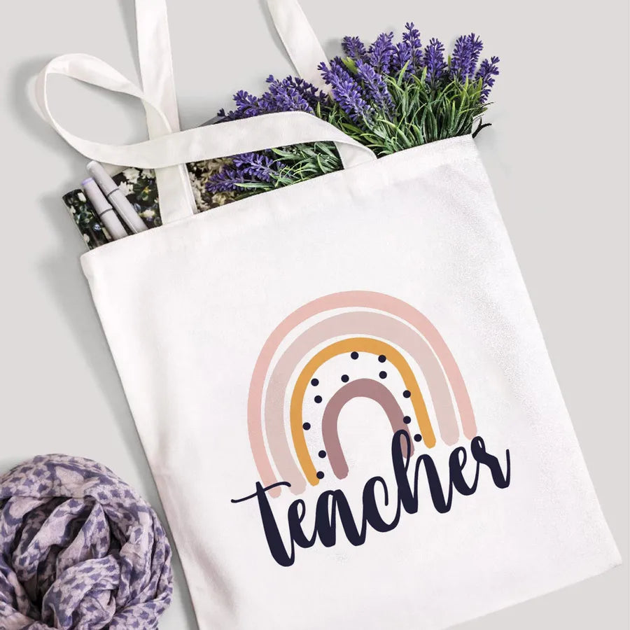 foreign trade Teach Love Rainbow printed canvas bag shoulder bag student fashion handbag spot
