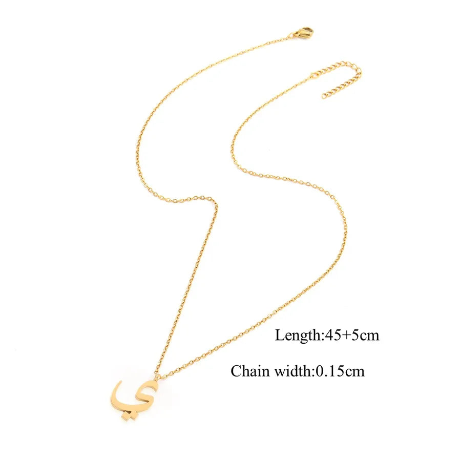 Wholesale Jewelry Casual Simple Style Arabic Letters 201 Stainless Steel 304 Stainless Steel cable chain Pendant Necklace