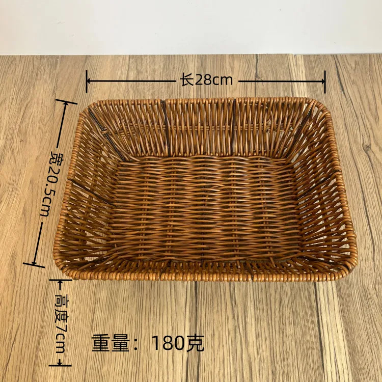 Simple Style Solid Color Imitation Rattan Storage Basket