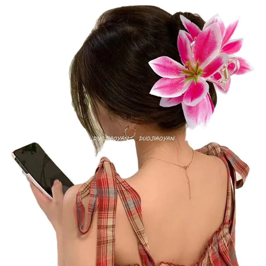 Elegant Pastoral Women's Flower Cloth Hair Clip Hair Claws