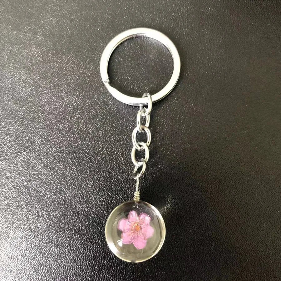 Pastoral Floral Glass Unisex Keychain