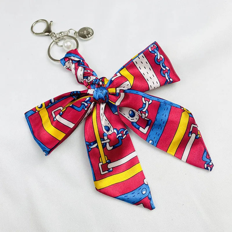 Sweet Simple Style Bow Knot Cloth Metal Unisex Bag Pendant Keychain