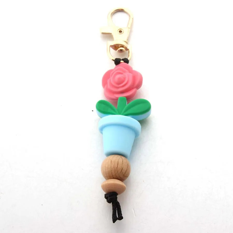 Sweet Flower Silica Gel Women's Bag Pendant Keychain