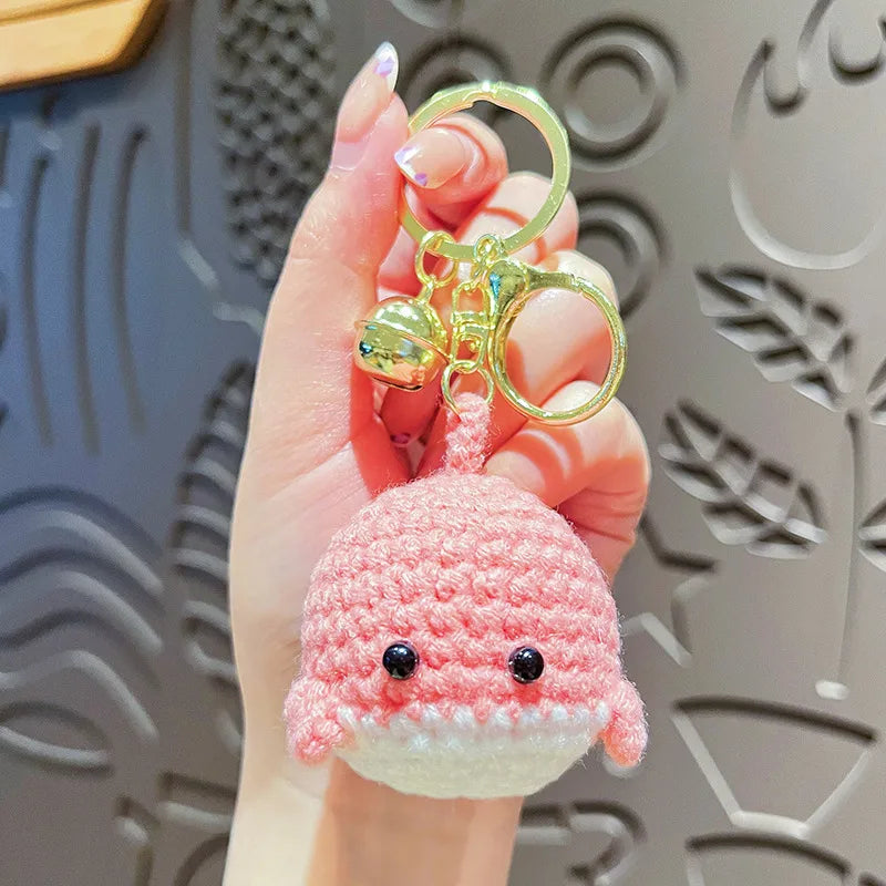 Creative Cartoon Knitted Mini Whale Keychain Cute Girl Heart Bag Pendant Couple Small Gift Christmas Valentine's Day Plush Material