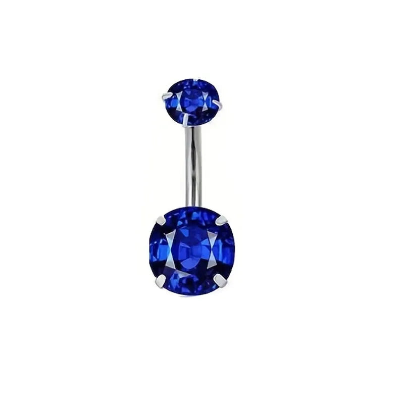 1 Piece Belly Rings Simple Style Color Block 304 Stainless Steel Inlay Zircon