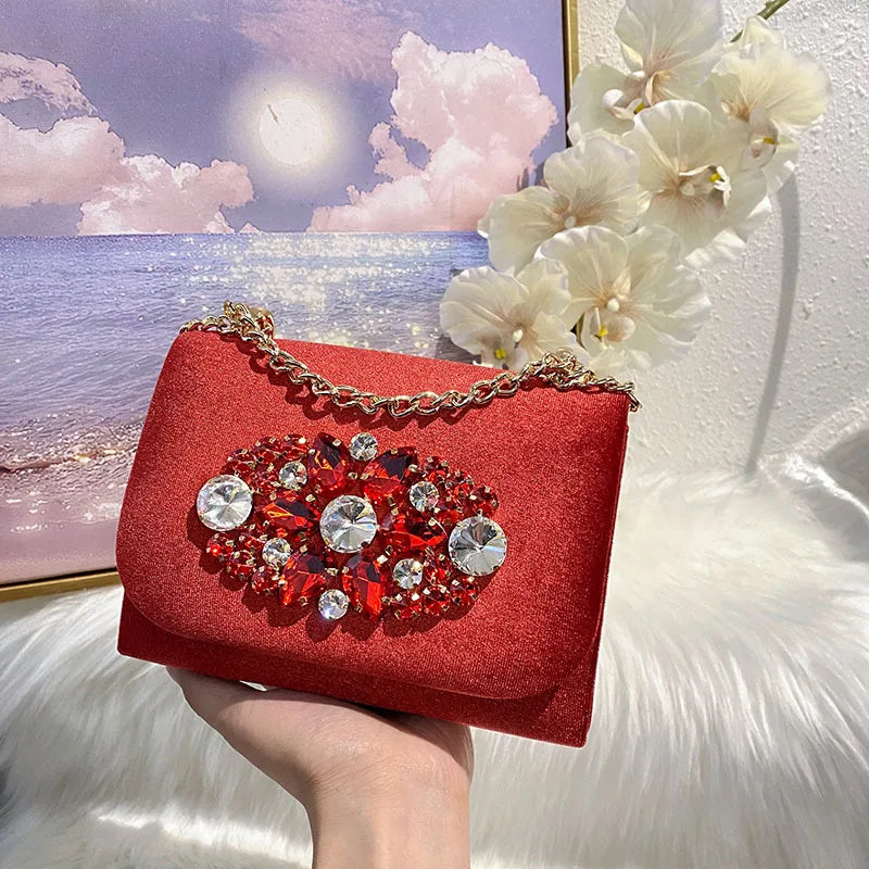 velvet Solid Color Square Evening Bags