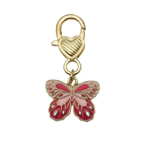Cute Sweet Heart Shape Butterfly Alloy Enamel Bag Pendant Keychain