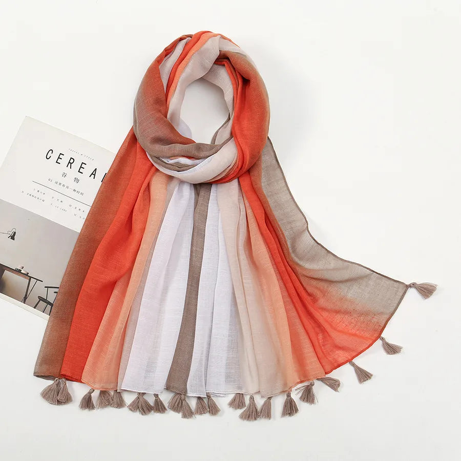women's sweet color block polyester winter scarves