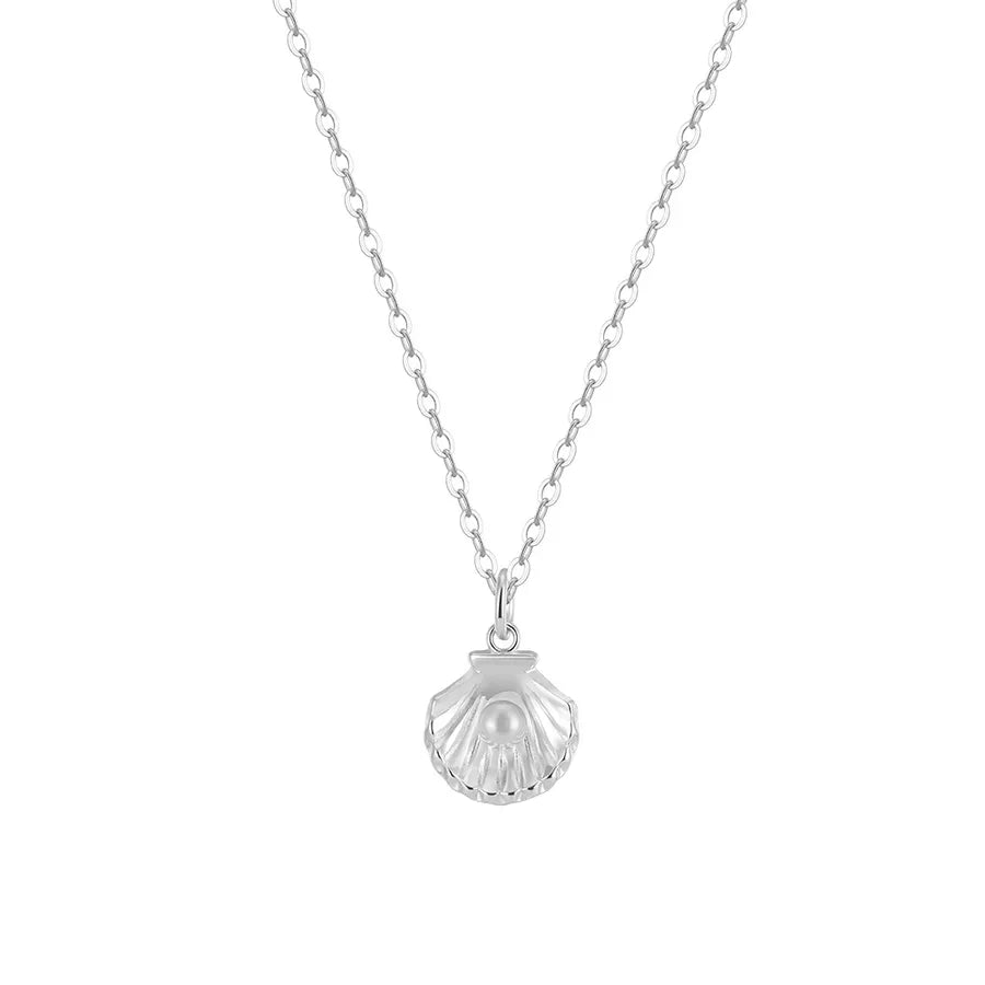 925 Sterling Silver Freshwater Pearl cable chain Plating Geometric Double Layer Necklaces Pendant Necklace Necklace