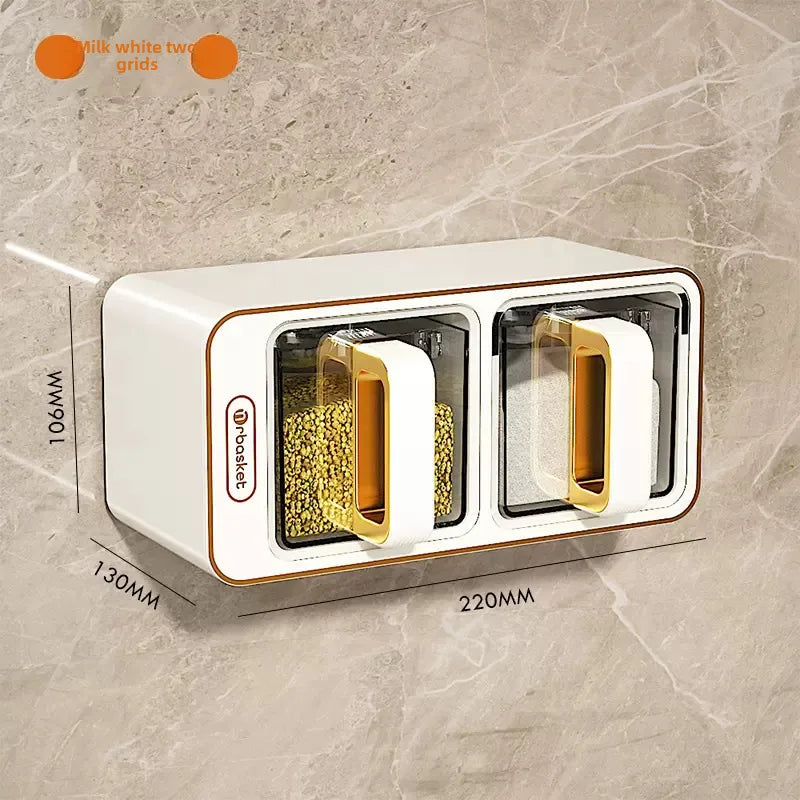 Seasoning box wall-mounted household kitchen pepper condiment storage box salt monosodium glutamate seasoning jar combination set