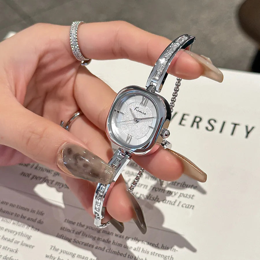 casual solid color draw pull buckle quartz women's watches