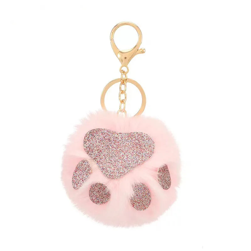 simple style color block alloy plush women's keychain