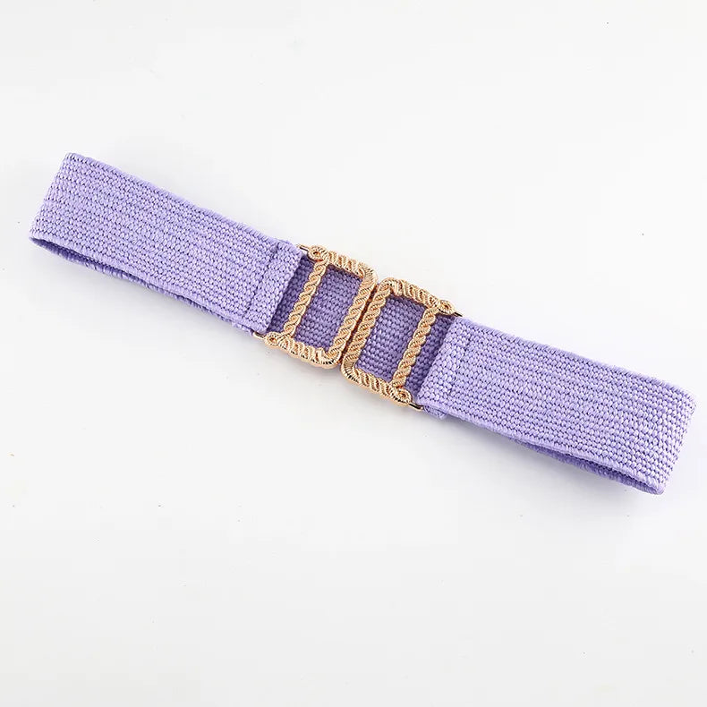 ethnic style solid color plastic straw woven belt women's woven belts