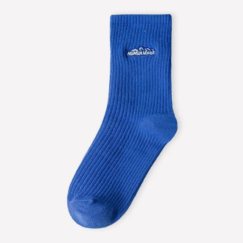 men's sports solid color cotton crew socks a pair