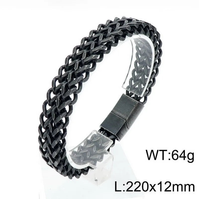 Hip-Hop Retro Color Block Titanium Steel Plating 18K Gold Plated Men's Bracelets