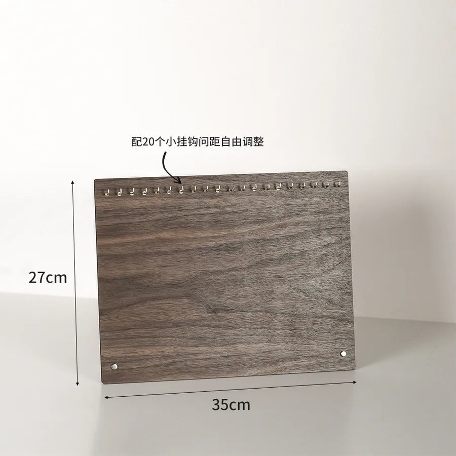 Large Capacity Jewelry Display Stand Walnut Color Earring Necklace Holder Stall Jewelry Showcase Elegant Cherry Wood Grain