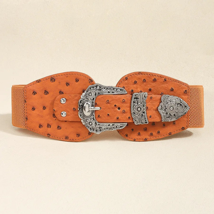 Vintage Style Simple Style Camel Black pu Buckle Women's Leather Belts