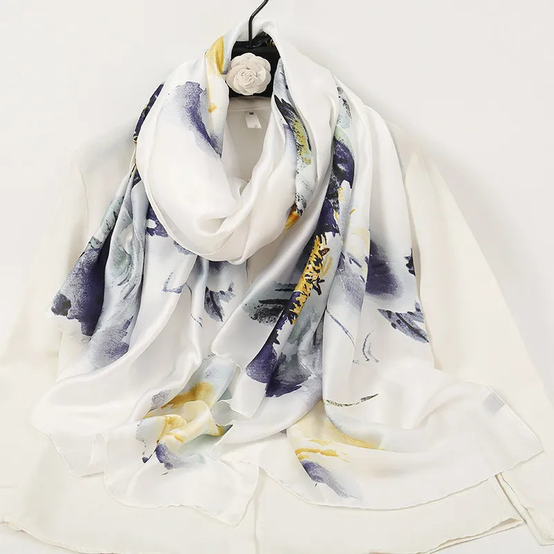 women's lady flower cloud brocade printing scarf