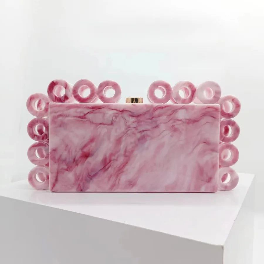 Blue Purple Rose Gold Arylic Solid Color Evening Bags