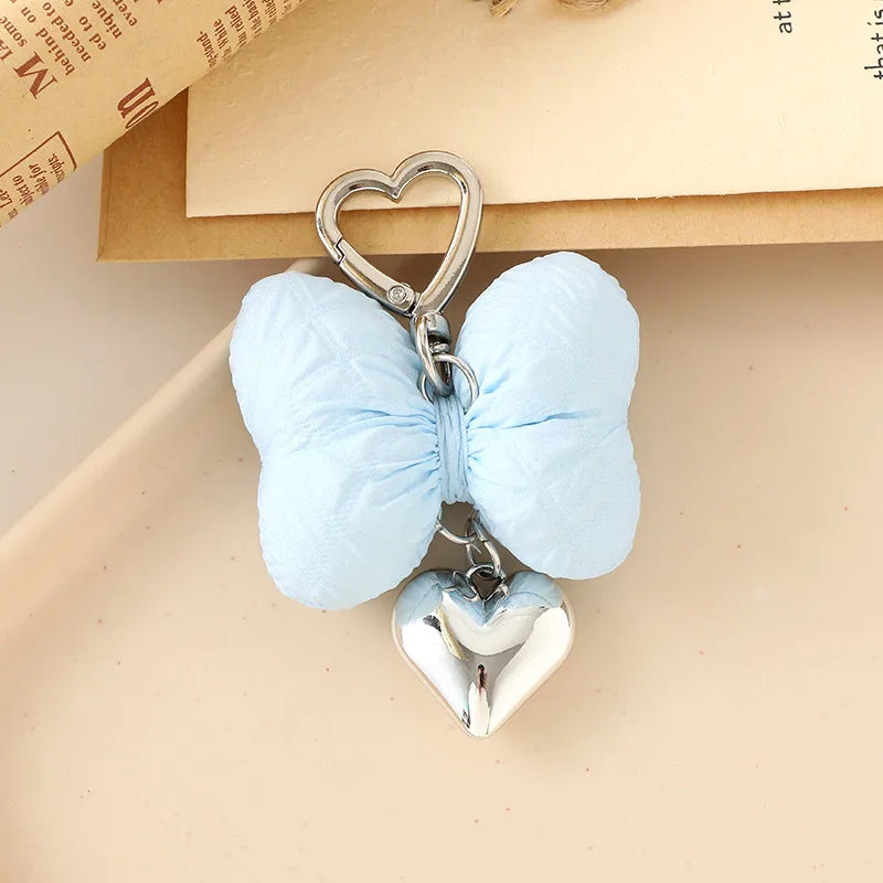 Sweet Heart Shape Bow Knot Cloth Bag Pendant Keychain