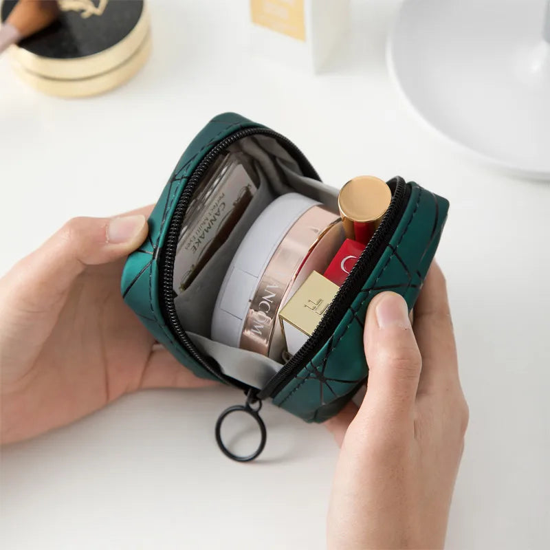 streetwear plaid pu leather square makeup bags