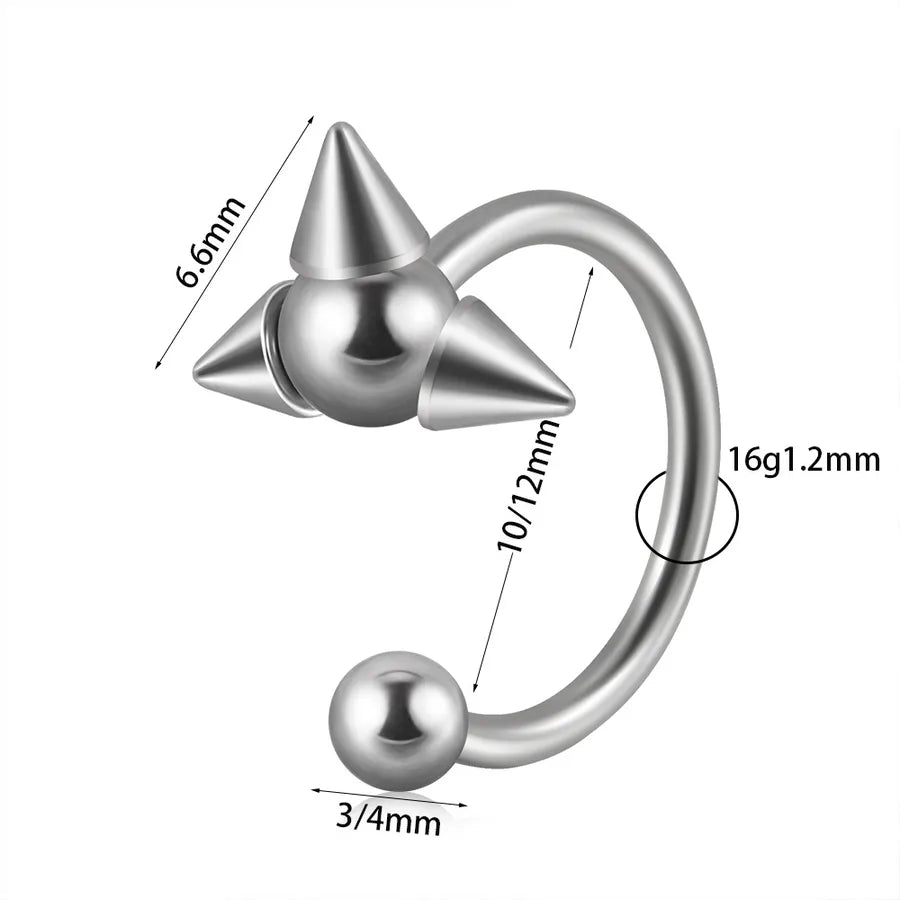 1 Piece Lip Rings Casual Simple Style Solid Color 304 Stainless Steel Plating
