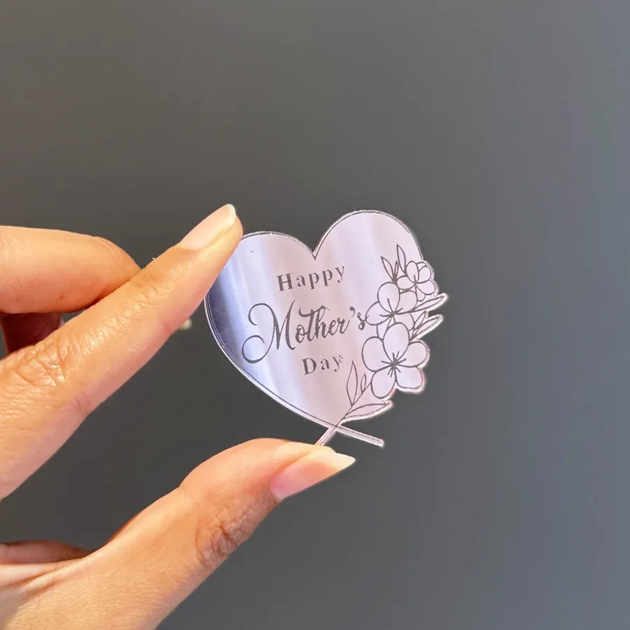 Mother'S Day Romantic Letter Heart Shape Flower Acrylic Party Cake Decorating Supplies Party Supplies Cake Decorating Supplies 1 Piece