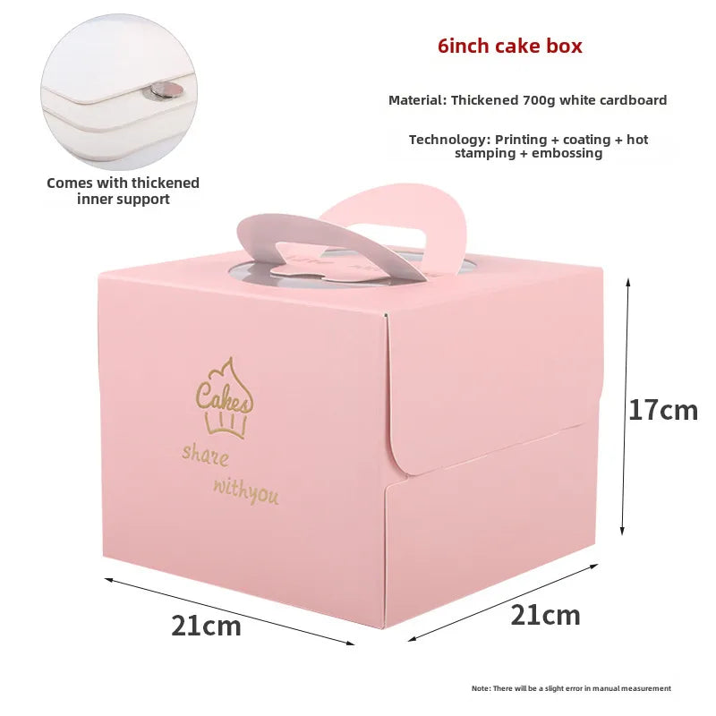 Thickened portable birthday cake packaging box increased four-inch cake box bronzing 6-inch baking packaging box wholesale