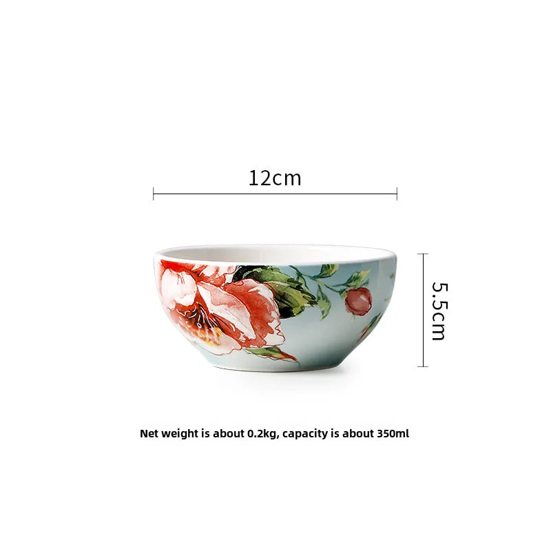 Guest French Dinner Plate Underglaze Color Flat Plate Dim Sum Tray Rectangular Plate Fish Plate Large Soup Plate Household Deep Plate