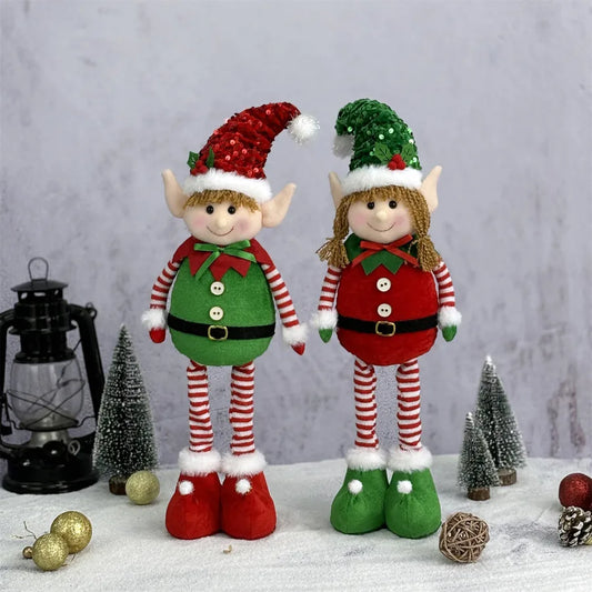 Christmas New Arrival Extendable Elf Doll Decorations Children Gifts Fairy Figure Home Decor Classic Style Polyester Material