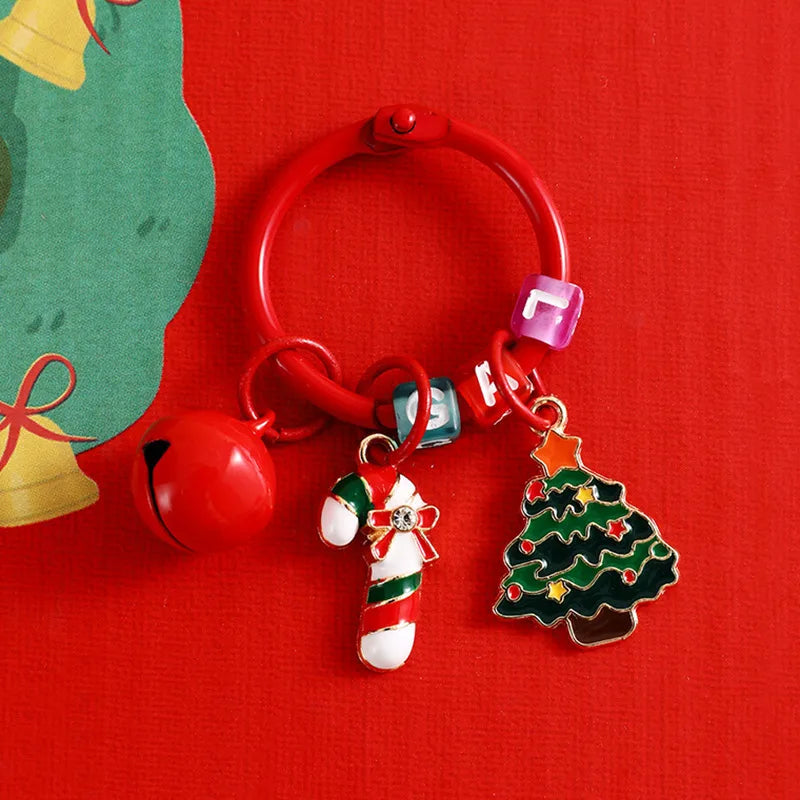 Creative Metal Santa Claus Keychain Christmas Themed Cartoon Small Tag Pendant Couple's Bag Accessory Unique Gift