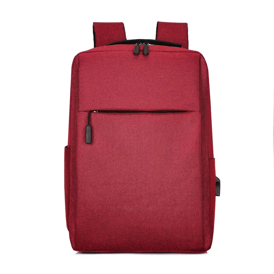 business solid color square zipper functional backpack