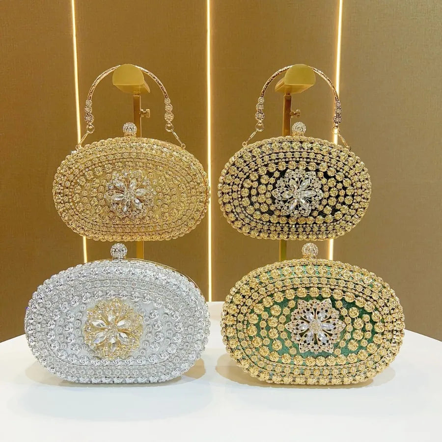 Customized Diamond Evening Bag Women's Wallet Crossbody Shell Shape Polyester Fiber Stripe Pattern Fashionable Party Bag