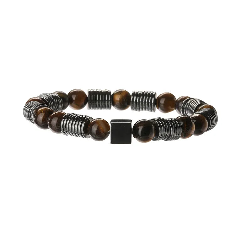 Geometric natural stone black gallstone Bracelets In Bulk