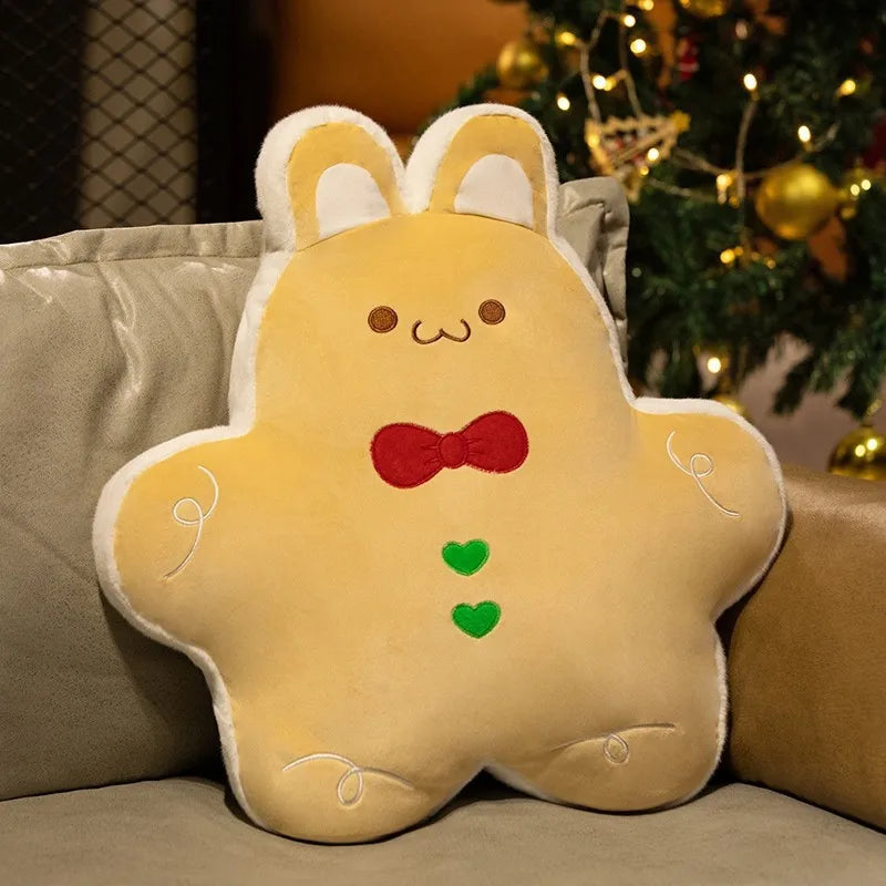 Christmas Decorative Cushion Santa Claus Toy Apple Peaceful Fruit Christmas wreath Cushion Gingerbread Man Cartoon Style