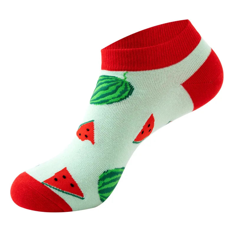 Unisex Cute Modern Style Fruit Strawberry Watermelon Cotton Ankle Socks A Pair