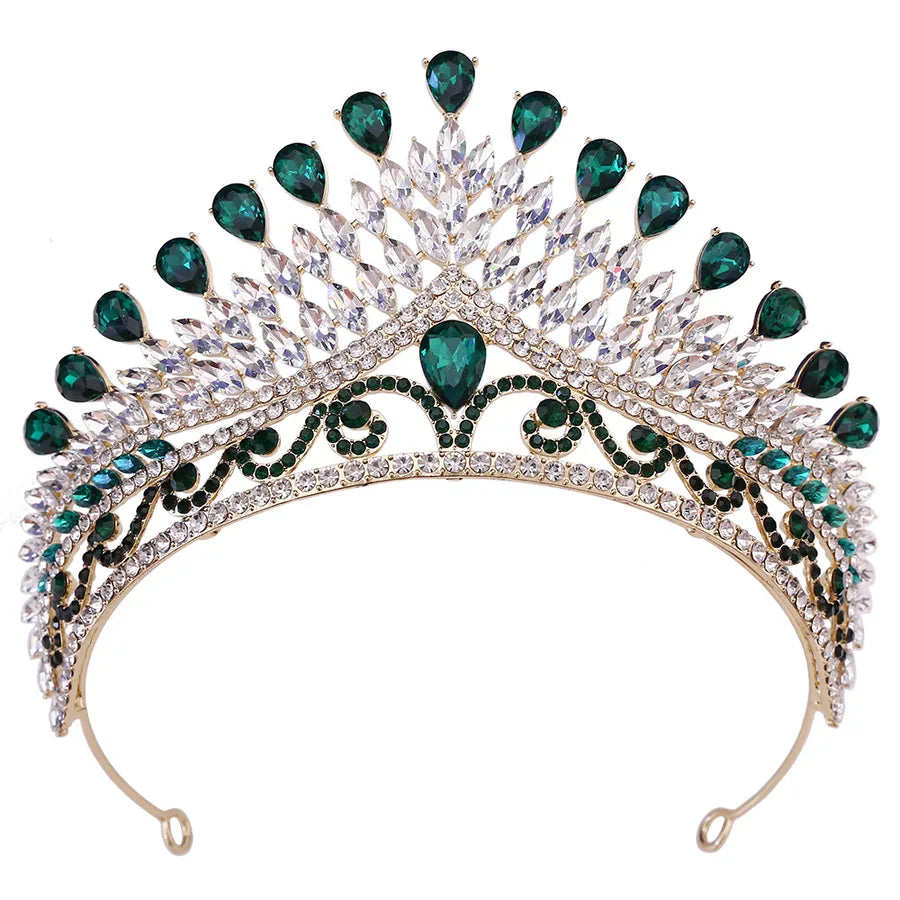 Luxurious  Bridal Crown Alloy Hairband Headwear Diamond Embedded Beauty Pageant Performance Wedding Dress