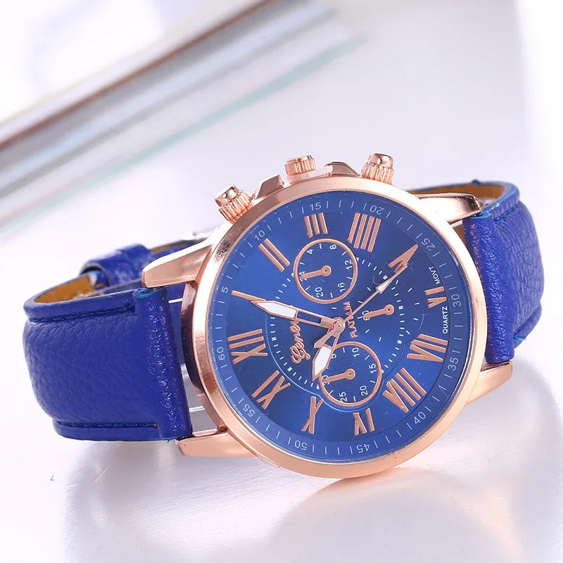 casual solid color buckle quartz women's watches