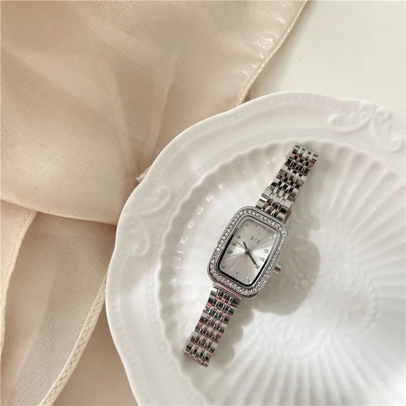Elegant Business Luxurious Rectangle Butterfly Double Snap Quartz Watch