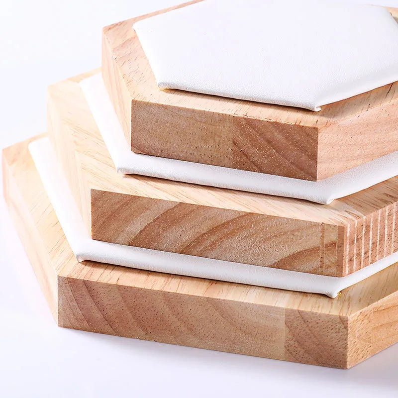 Jewelry Display Stand Earring Bracelet Necklace Ring Holder Wooden Hexagonal Structure Academic Style Crafted From Solid Wood
