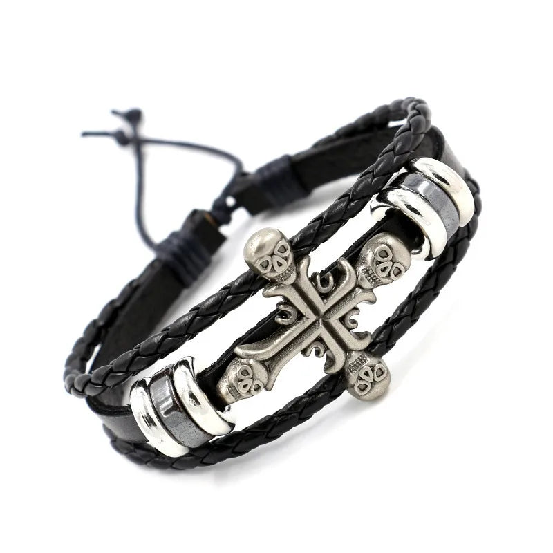 Retro Geometric Pu Leather Men's Bracelets