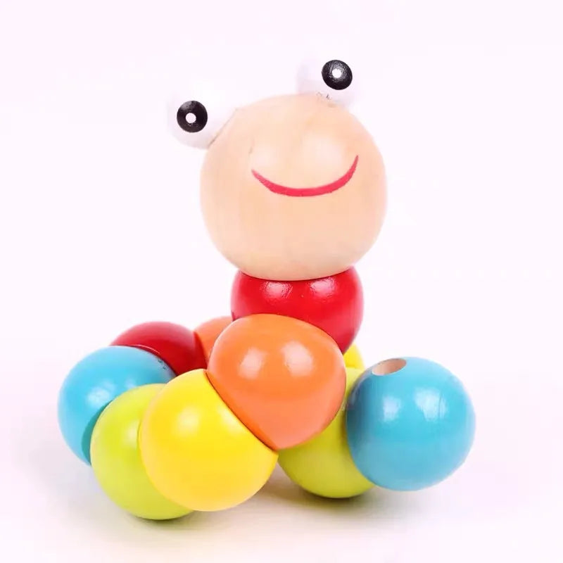 Educational Wooden Colorful Twisty Worm Model DIY Simulation Toy For Children Preschoolers Baby Intelligence Development Blocks