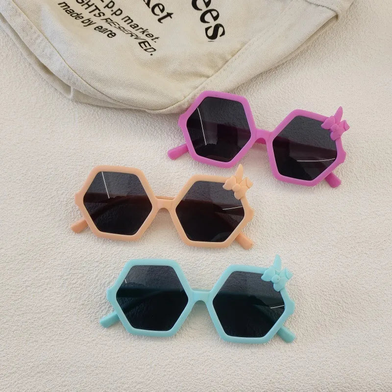 Cute Sweet Solid Color Resin Polygon Full Frame Kids Sunglasses
